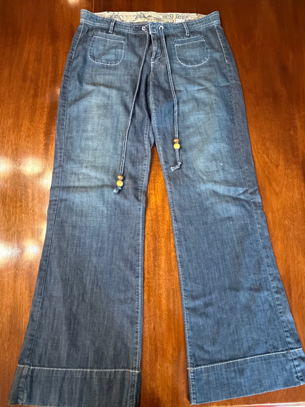 Lucky Brand Women's Dark Blue Jeans with Bead Tie